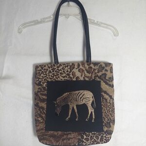 Vintage tapestry handbag animal print